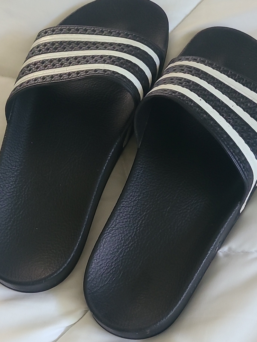 adidas Adilette Men's Slide Sandals US 10 Black/White Striped 3-Stripes